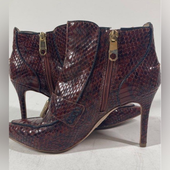 LOUISE ET CIE Shiro Pointed Toe Ankle Boots Tassel Burnt Tawny Snake Boo… - Picture 4 of 8
